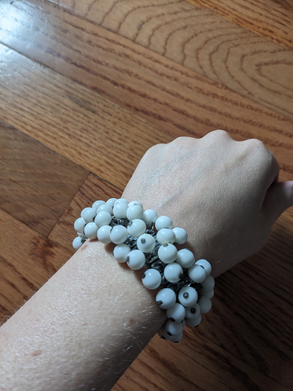 White Beaded Stretch Bracelet - Women Jewelry